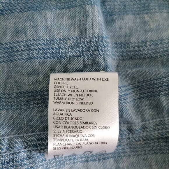 Weatherproof Vintage Mens Denim Blue Washable Linen Button Down Shirt Size XL - Picture 7 of 7